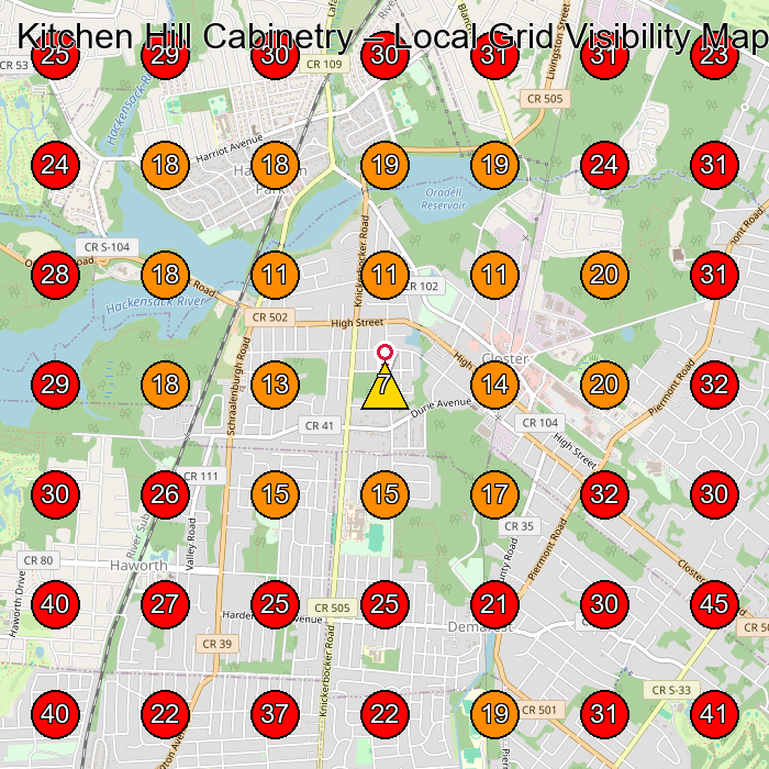 Kitchen Hill Cabinetry GeoGrid visibility map for Carpenter in None
